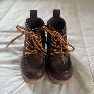 Cat & Jack Brown and Yellow Baby Toddler Shoes with Moccasin Toe